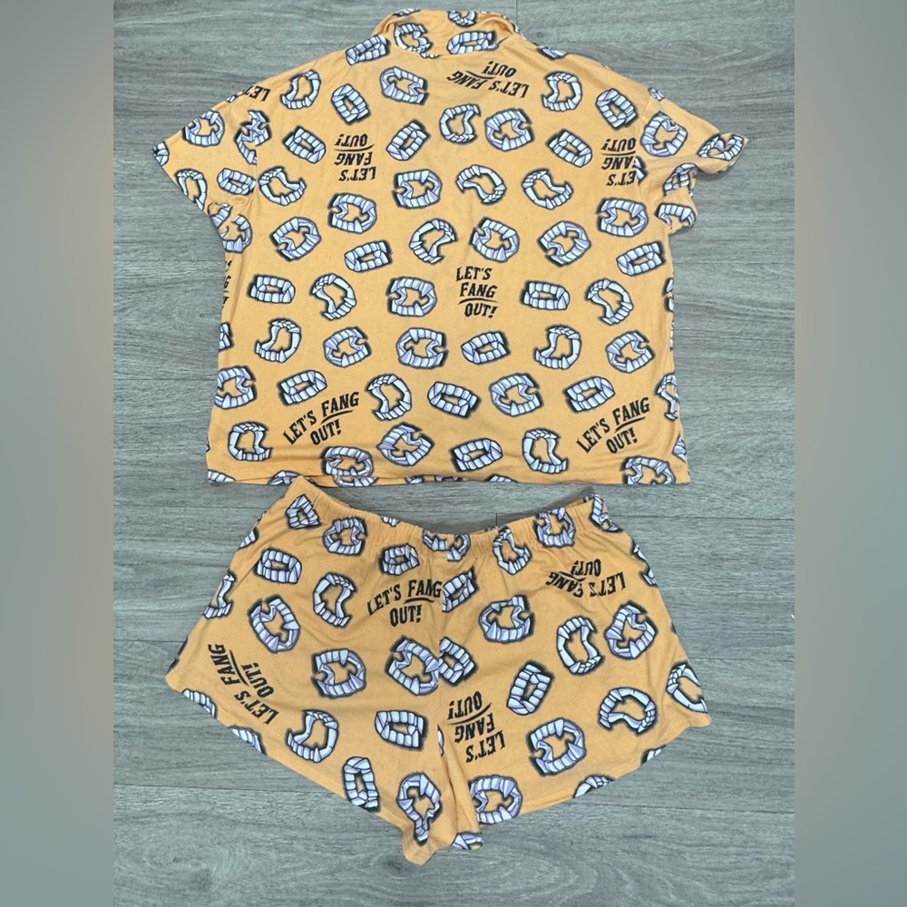 Women's Orange Pajama Set with Fun Print - Picture 2 of 5